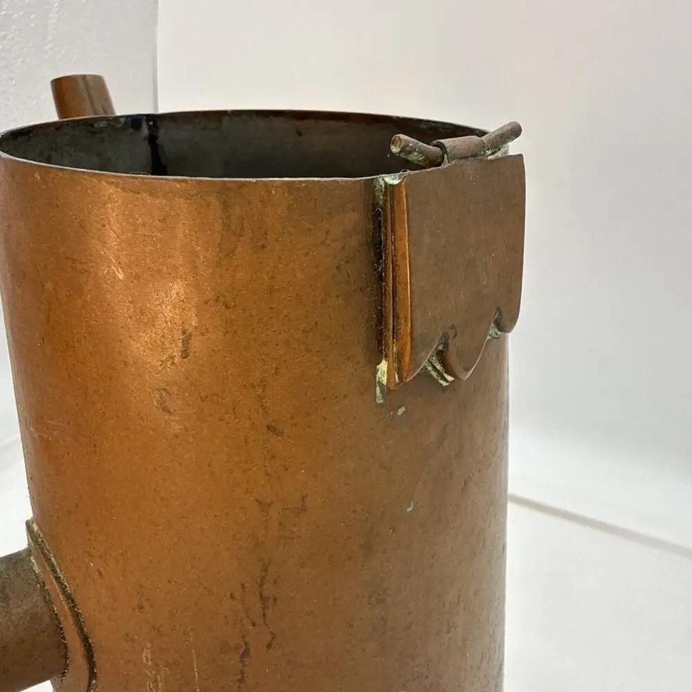 Vintage Hammered Copper Tea Kettle with Wood Handle Missing Lid